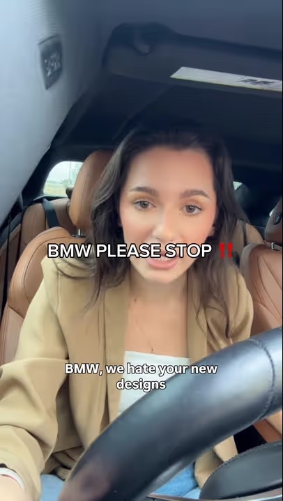 Cover: Katie in her car, text reads BMW please stop